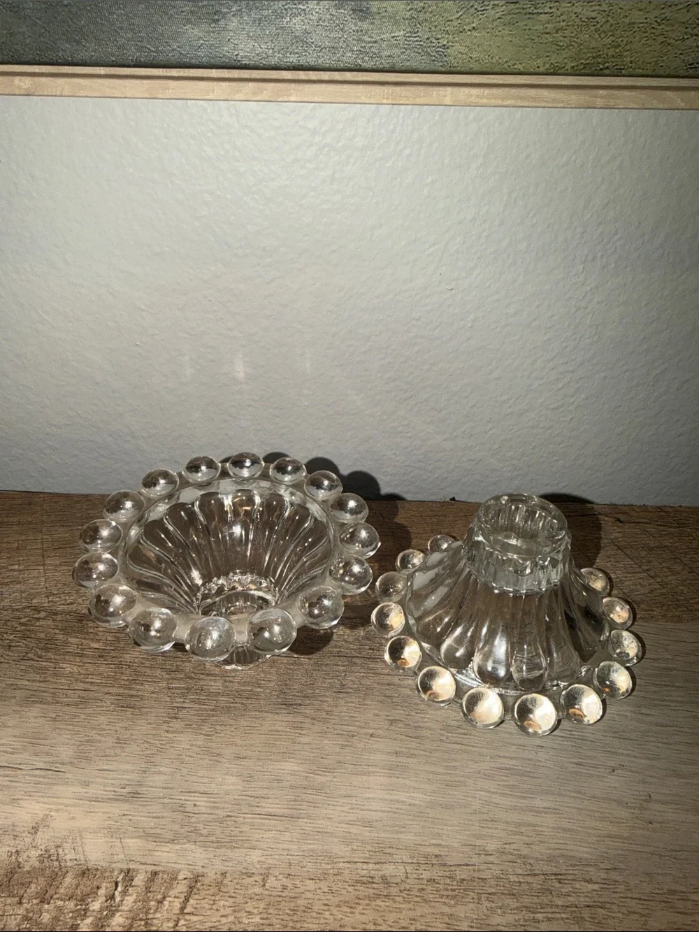 Clear Vintage Glass Candle Holders– Set of 2